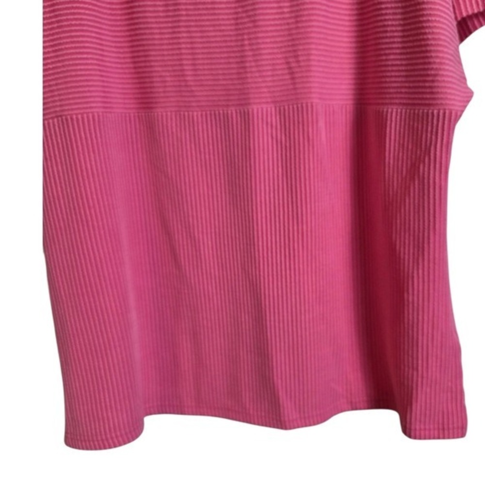 Evaless Ribbed Knit Top Womens 2XL Pink Short Sleeve Textured Crew Neck Tee NEW - Picture 6 of 14